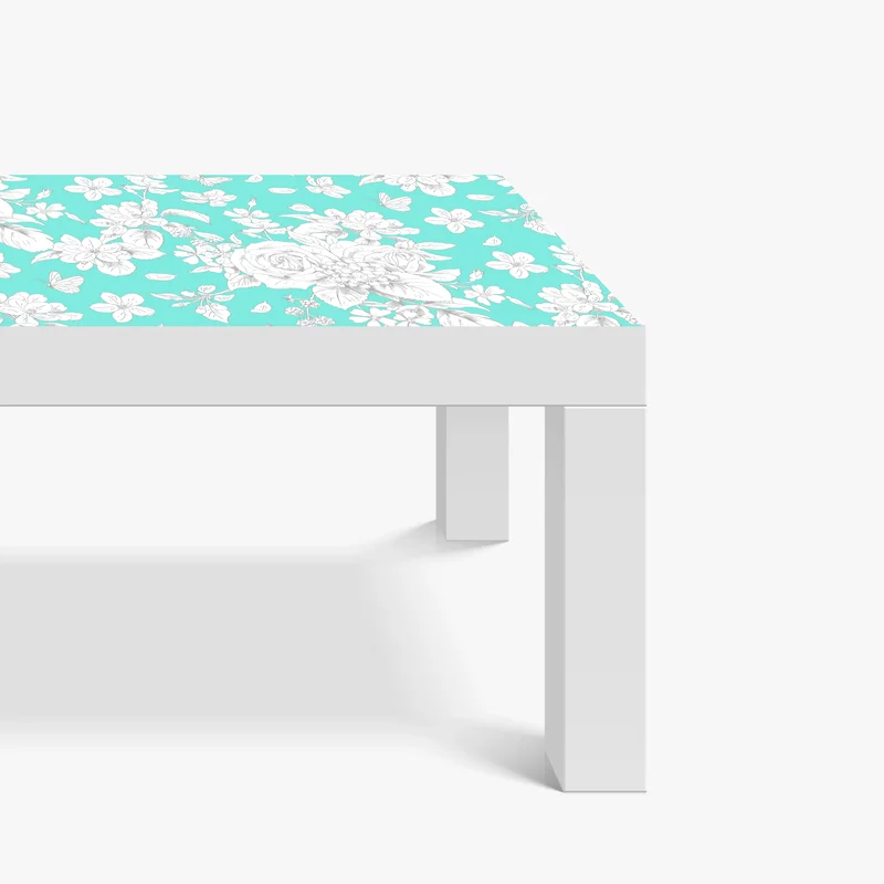 Tischaufkleber und Schreibtischaufkleber türkis floral muster mit blumen