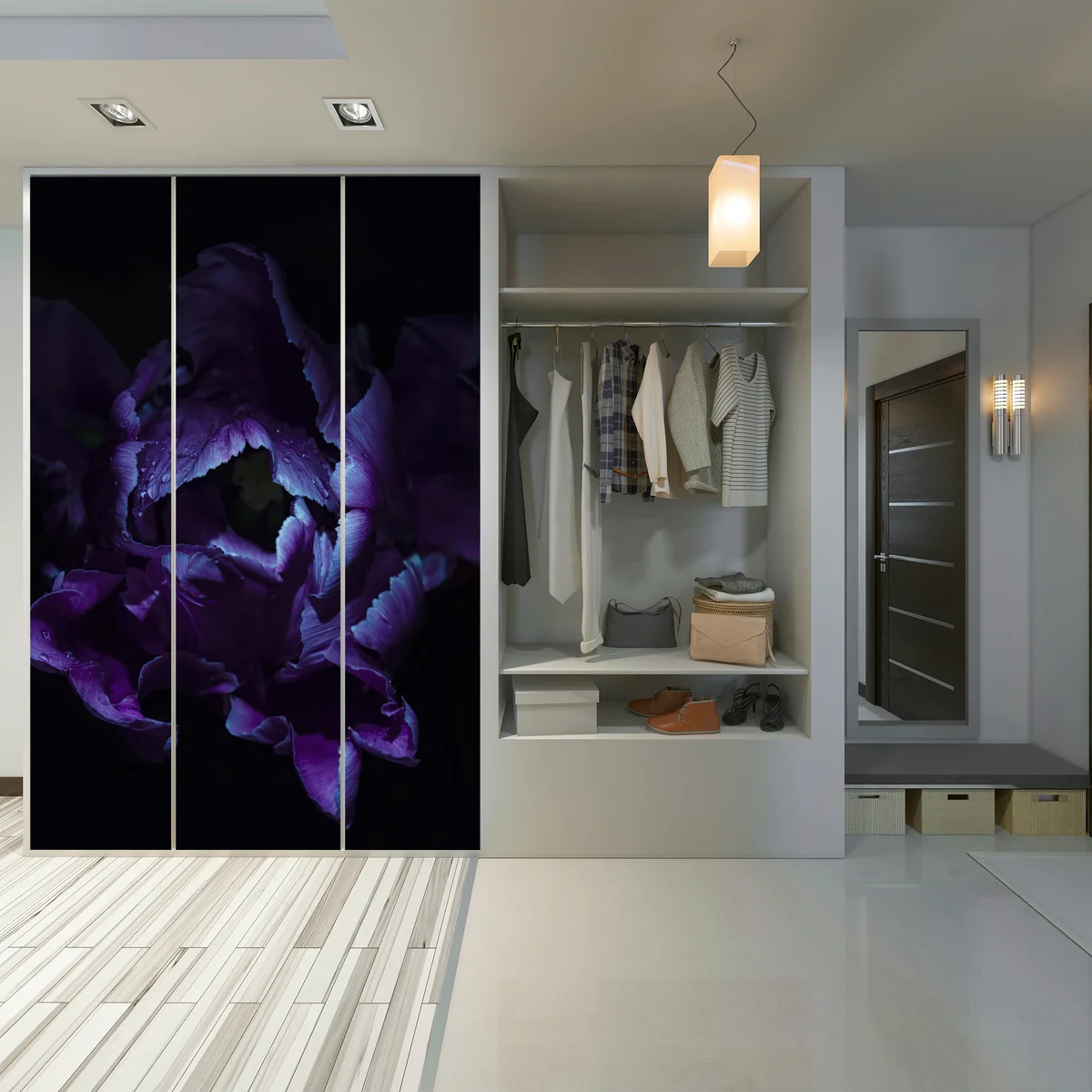 Schrankaufkleber lila tulpe im ultravioletten licht Schrankaufkleber lila tulpe im ultravioletten licht