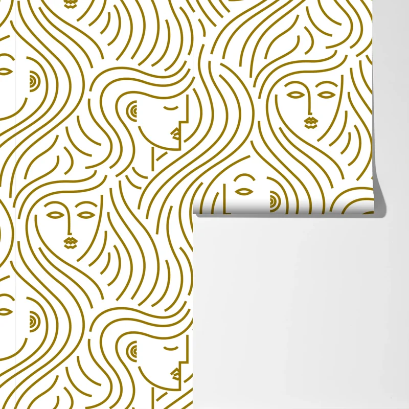 Fototapete goldene fließende gesichter nahtloses muster Fototapete goldene fließende gesichter nahtloses muster