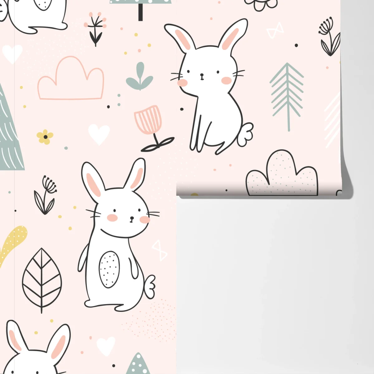 Fototapeta wesoły wzór z zajączkami do pokoju dziecięcego Fototapeta wesoły wzór z zajączkami do pokoju dziecięcego