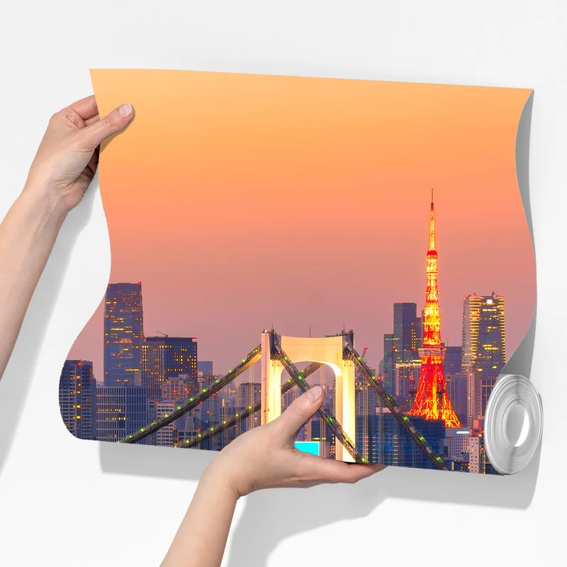 Fototapete Tokio skyline bei sonnenuntergang Fototapete Tokio skyline bei sonnenuntergang