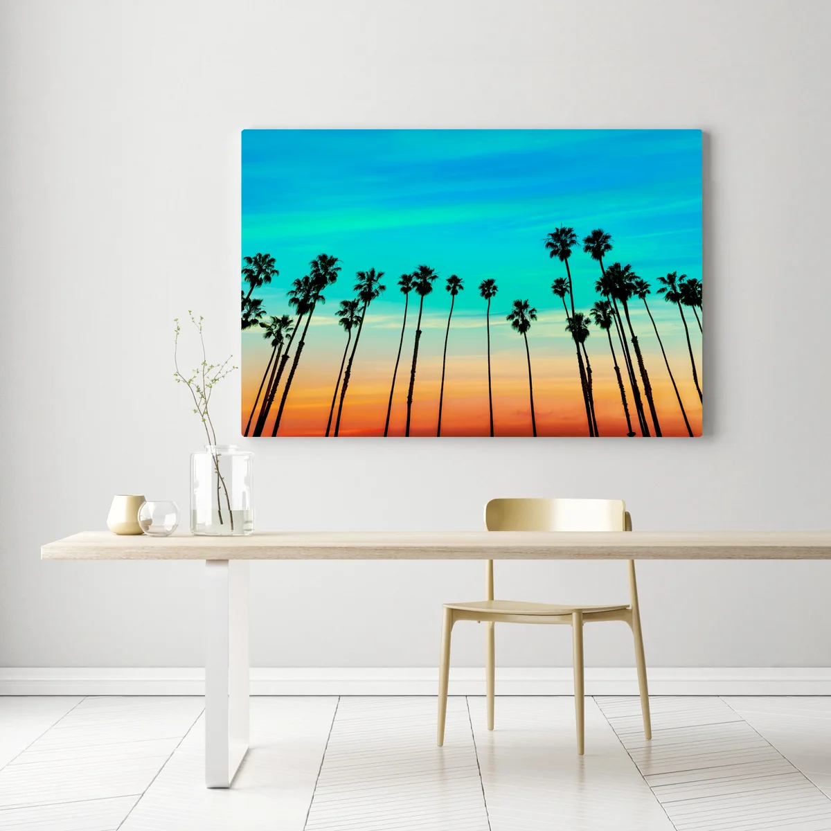Leinwandbild palmen-silhouette bei sonnenuntergang in Kalifornien Leinwandbild palmen-silhouette bei sonnenuntergang in Kalifornien