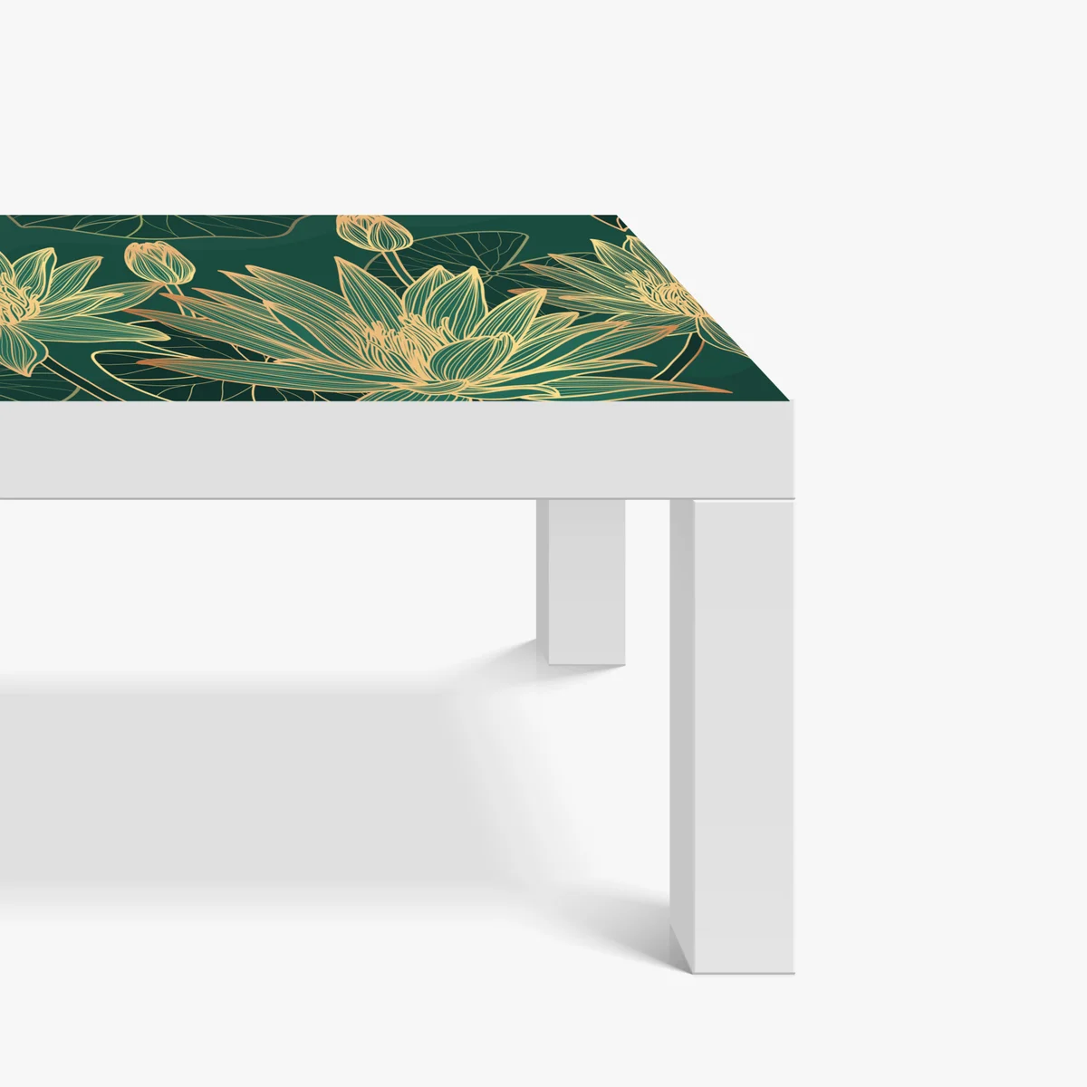 Tischaufkleber und Schreibtischaufkleber goldene lotosblüten auf grünem hintergrund Tischaufkleber und Schreibtischaufkleber goldene lotosblüten auf grünem hintergrund