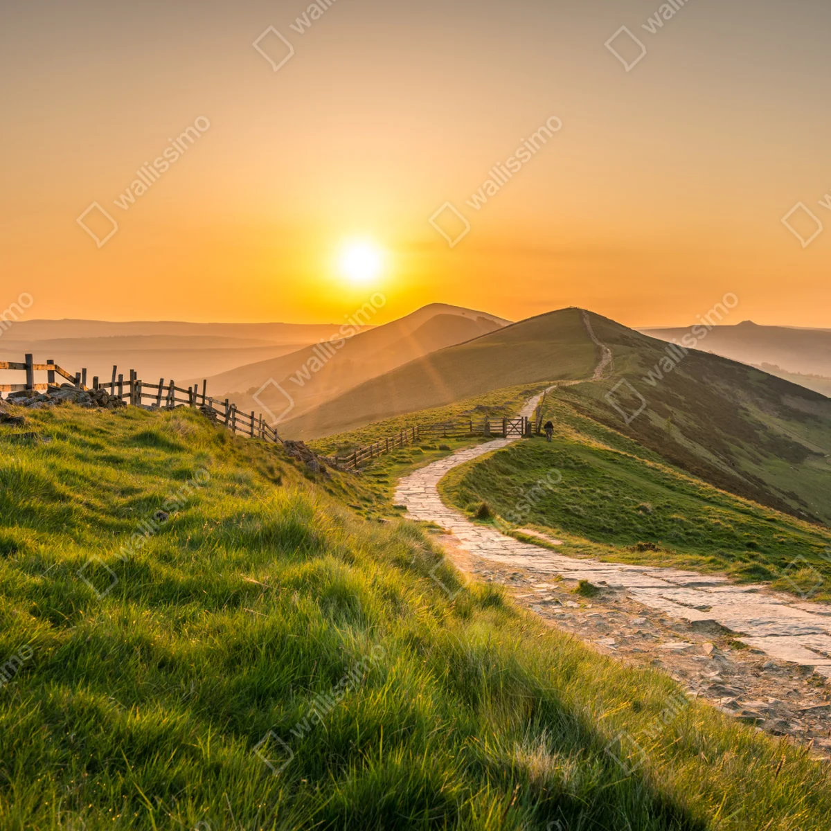 Fototapete sonnenaufgang über grünen hügeln Fototapete sonnenaufgang über grünen hügeln