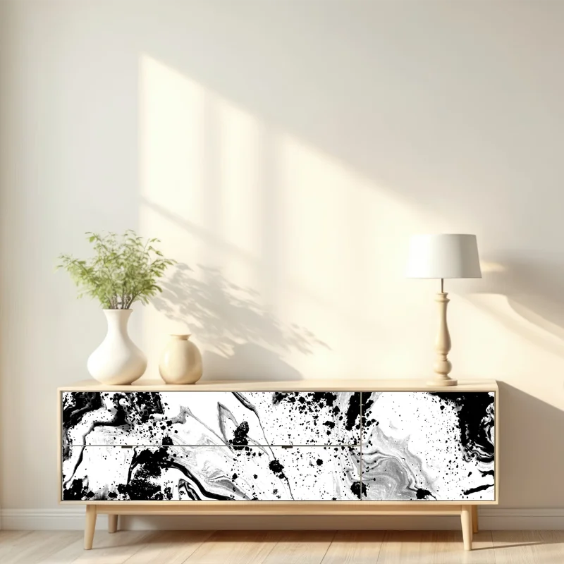 Repositionierbarer Aufkleber monochromes marmormuster abstrakt