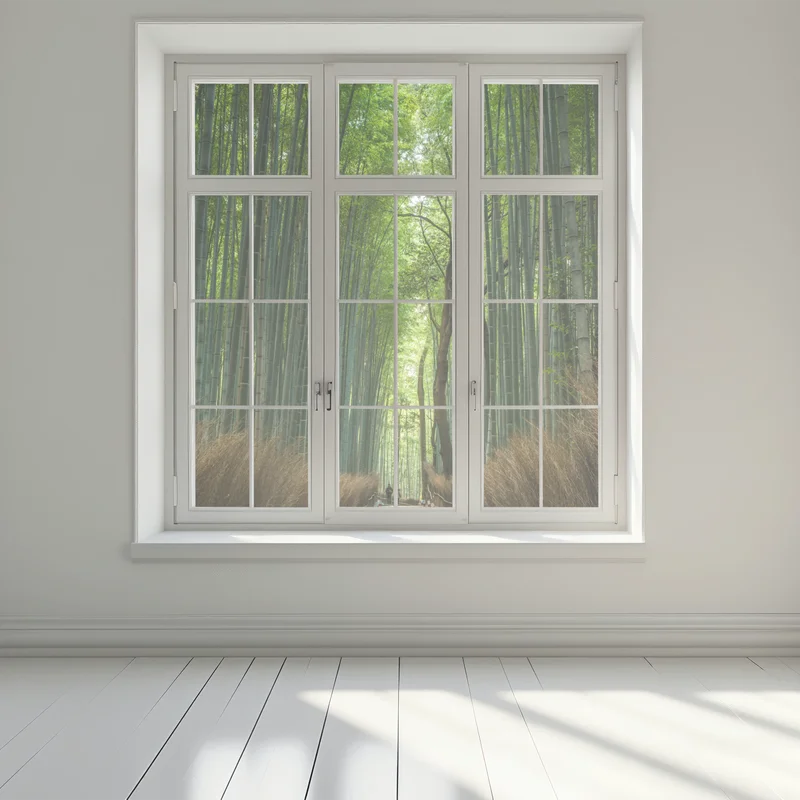 Fensteraufkleber ruhiger bambushainpfad