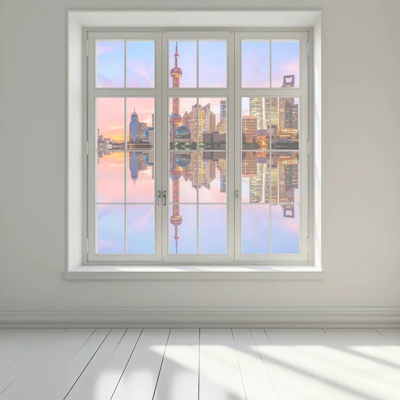 Fensteraufkleber Shanghai skyline bei sonnenaufgang