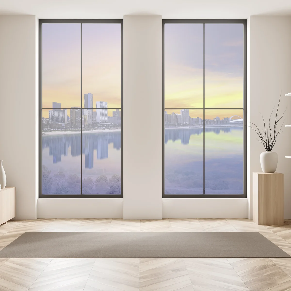 Naklejka na okno Durban zmierzchowa panorama nad plażą Naklejka na okno Durban zmierzchowa panorama nad plażą