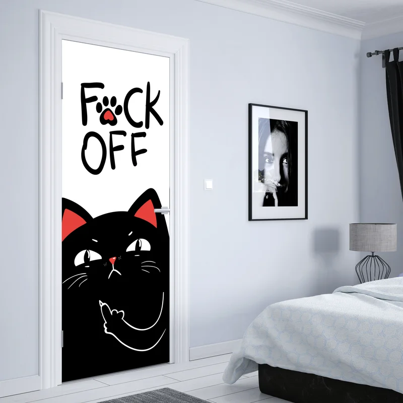 Türaufkleber freche schwarze katze mit attitude