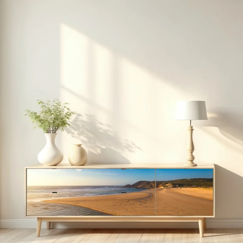 Repositionierbarer Aufkleber Praia da Amoreira panoramablick