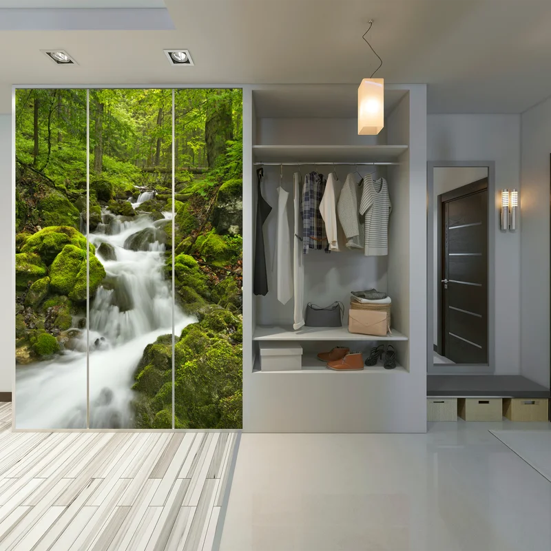 Schrankaufkleber moosiger wasserfall Schrankaufkleber moosiger wasserfall