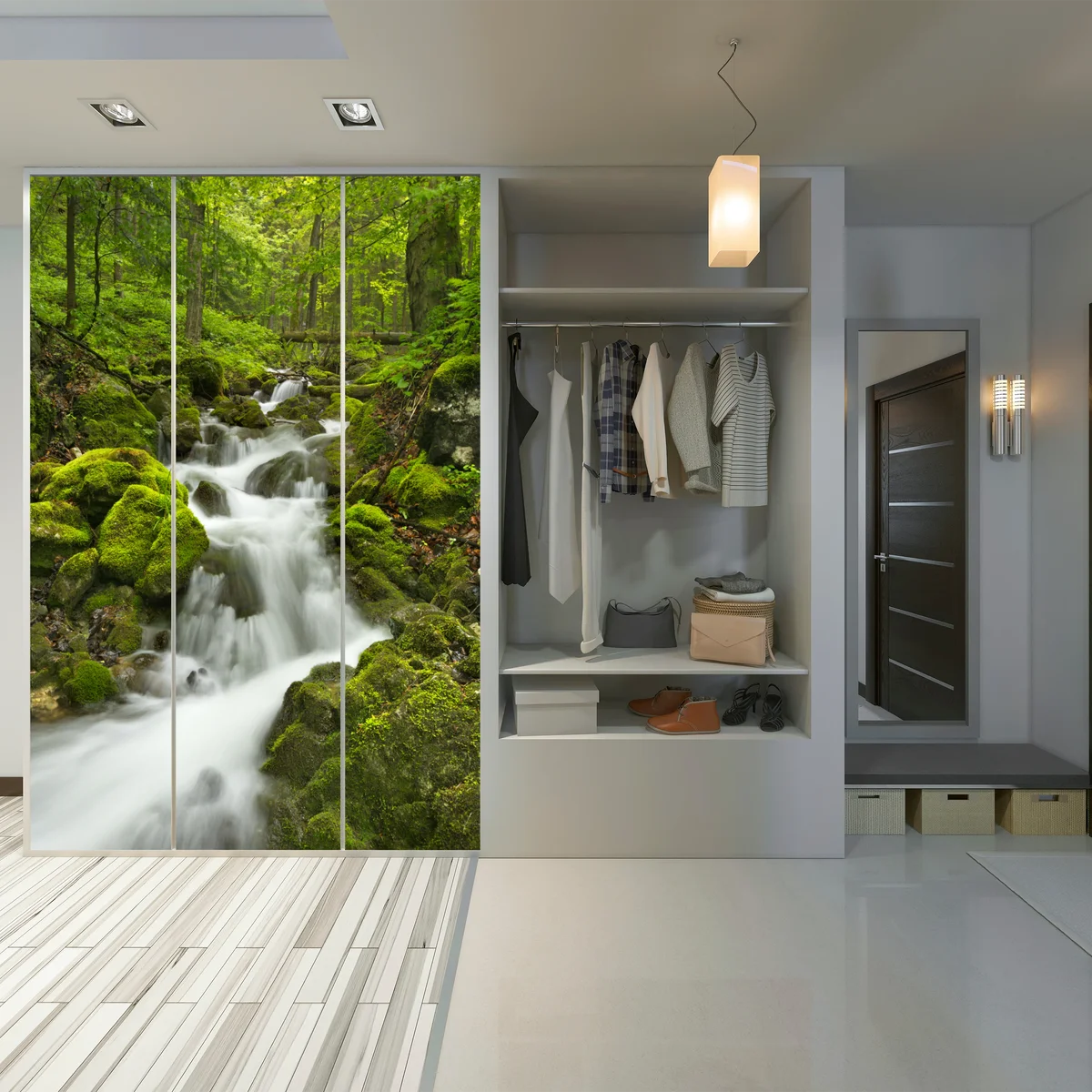 Schrankaufkleber moosiger wasserfall Schrankaufkleber moosiger wasserfall