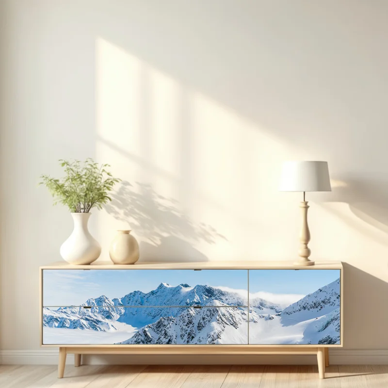 Repositionierbarer Aufkleber panorama des Kaunertal gletschers über verschneiten gipfeln