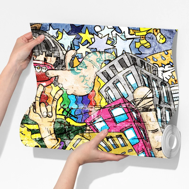 Fototapete farbenfrohes urbanes musikmural Fototapete farbenfrohes urbanes musikmural