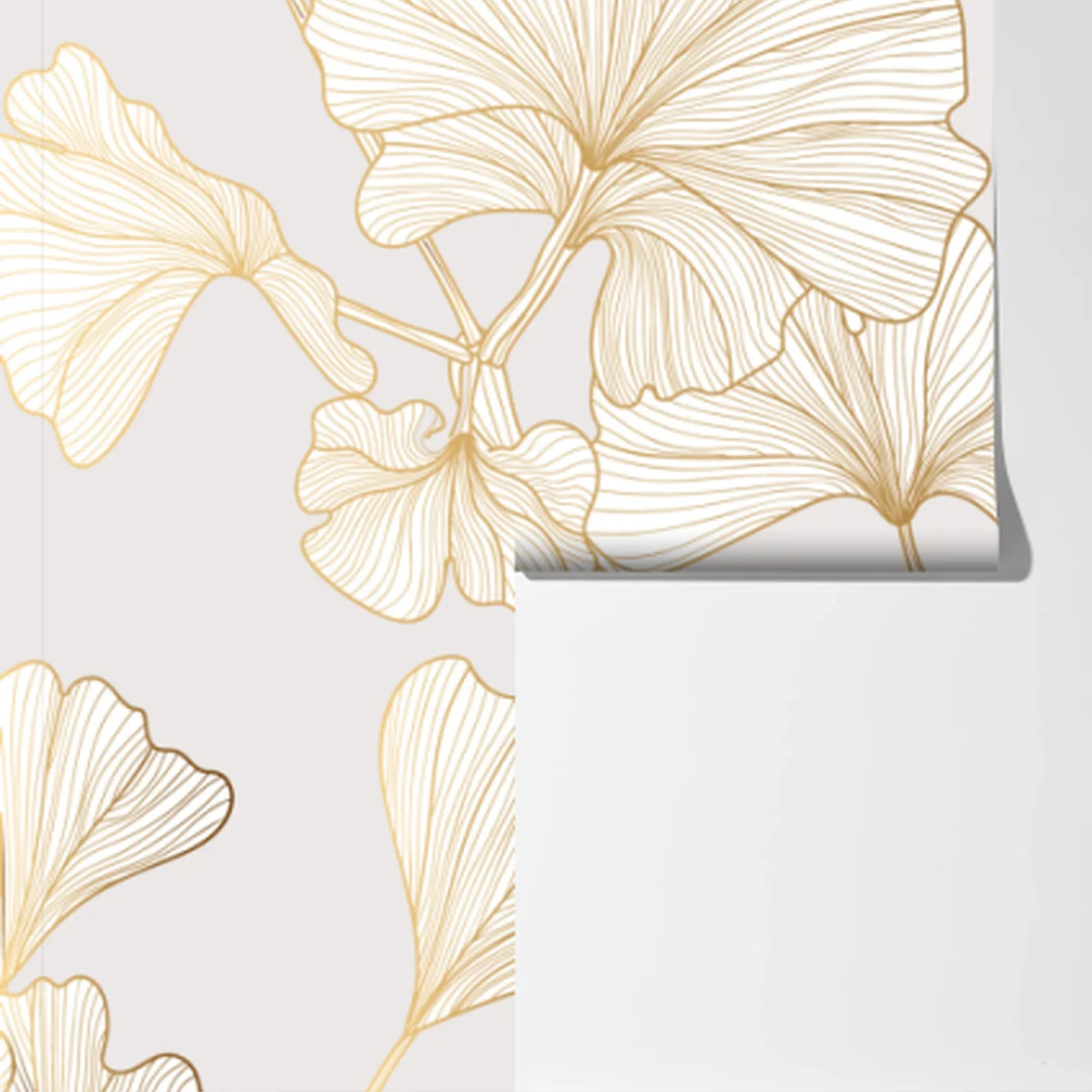 Fototapete feines goldenes ginkgo-blätter muster Fototapete feines goldenes ginkgo-blätter muster