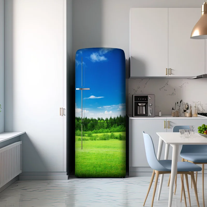 Kühlschrankaufkleber frühlingswiese unter blauem himmel Kühlschrankaufkleber frühlingswiese unter blauem himmel
