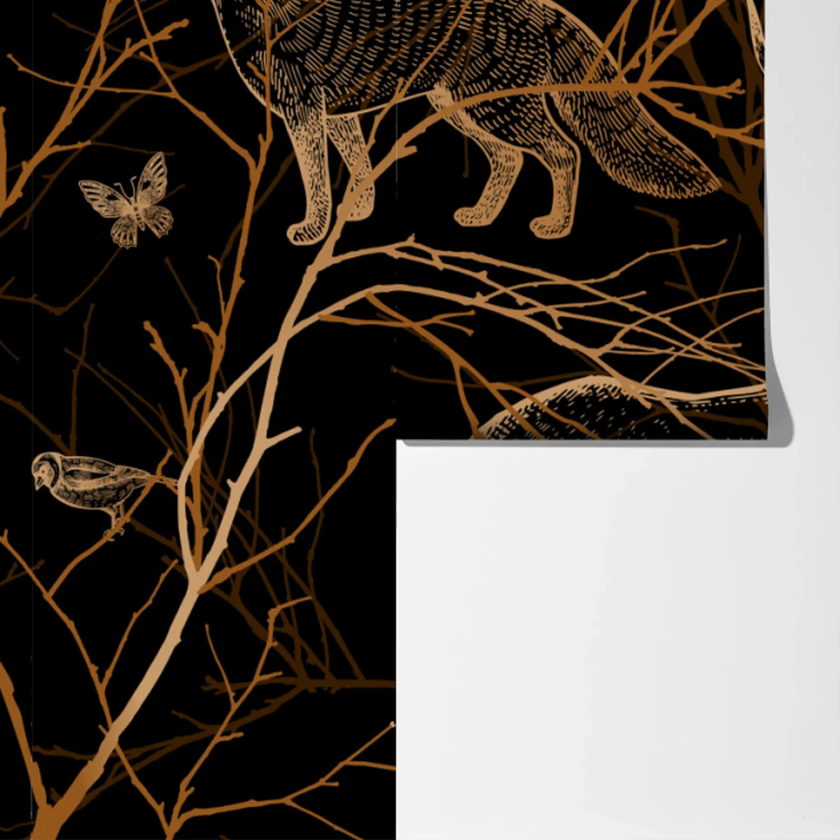 Fototapete goldene waldtiere auf schwarzem hintergrund Fototapete goldene waldtiere auf schwarzem hintergrund