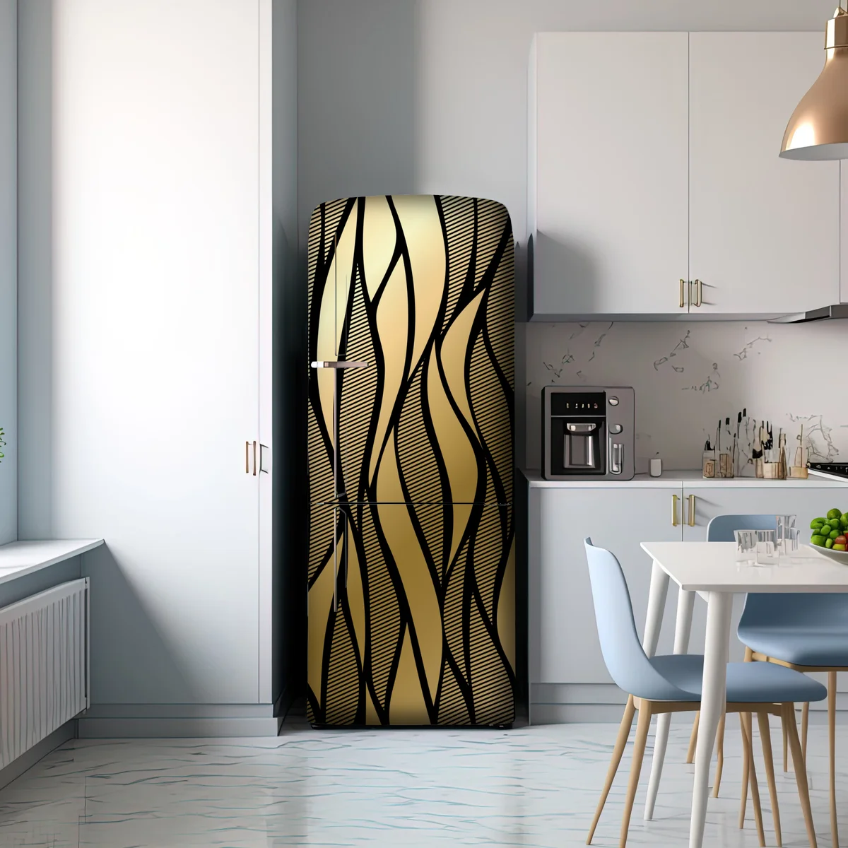 Kühlschrankaufkleber luxuriöses goldenes abstraktes wellenmuster Kühlschrankaufkleber luxuriöses goldenes abstraktes wellenmuster