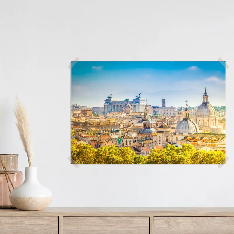 Poster sonnige skyline von Rom mit kuppeln Poster sonnige skyline von Rom mit kuppeln