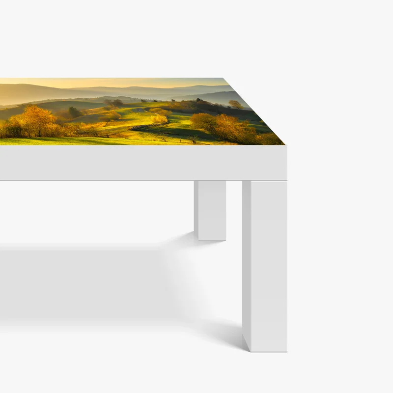 Tischaufkleber und Schreibtischaufkleber goldene herbsthügel bei sonnenuntergang