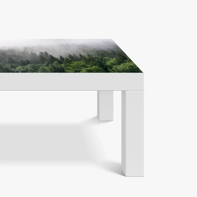 Tischaufkleber und Schreibtischaufkleber nebliger immergrüner wald panorama Tischaufkleber und Schreibtischaufkleber nebliger immergrüner wald panorama