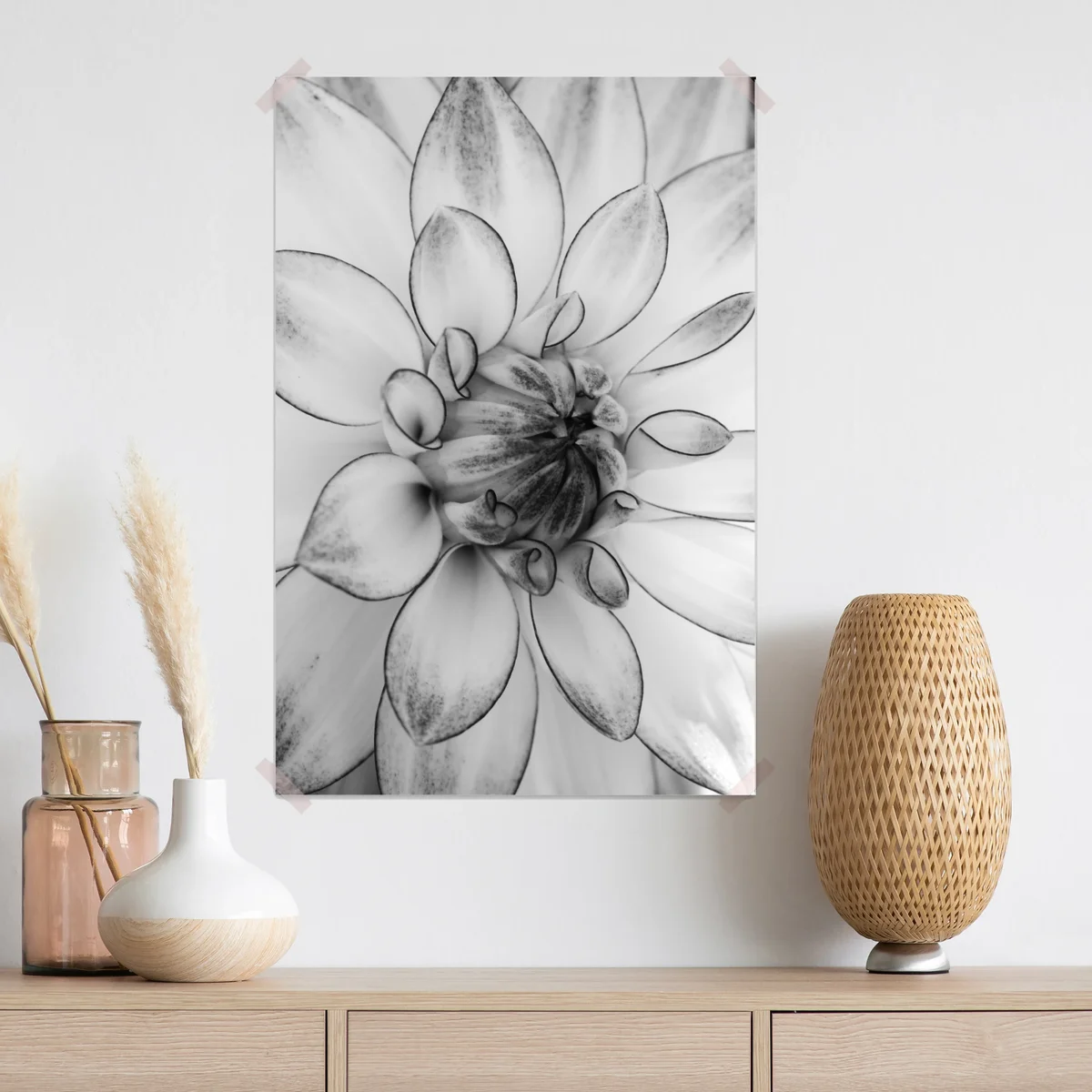 Poster monochrome nahaufnahme einer dahlie Poster monochrome nahaufnahme einer dahlie