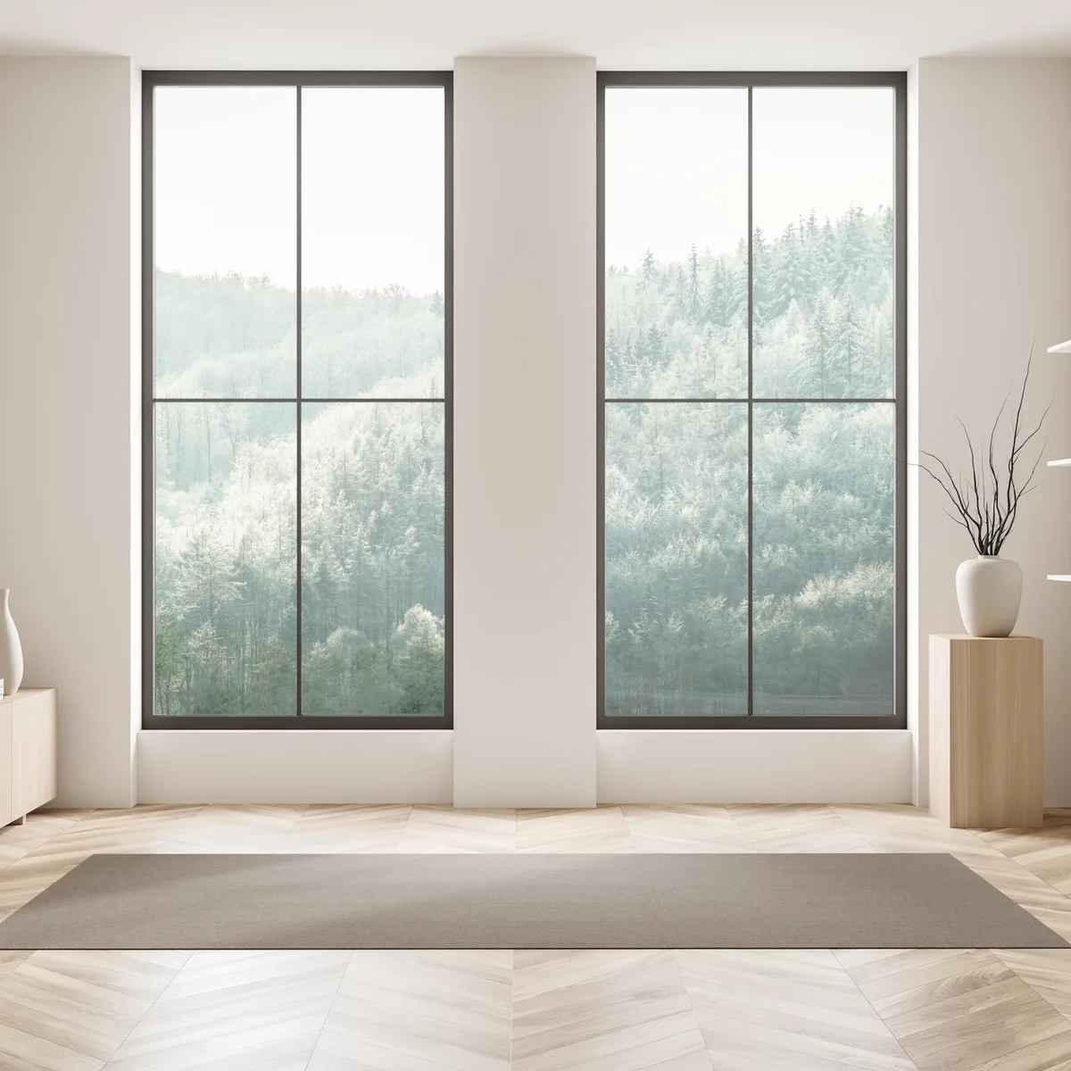 Fensteraufkleber nebliger reifbedeckter wald Fensteraufkleber nebliger reifbedeckter wald