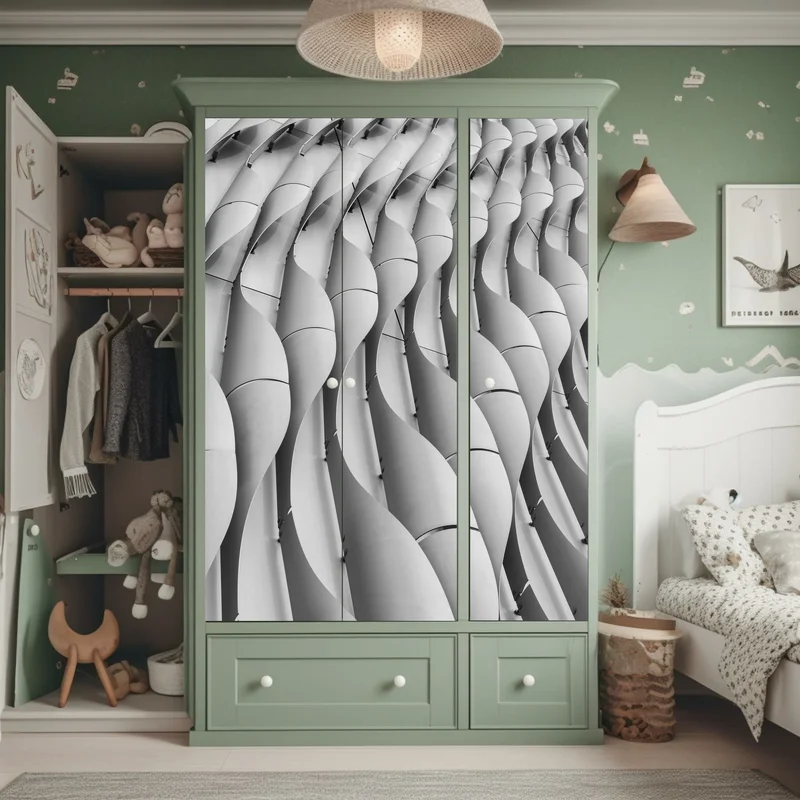 Schrankaufkleber gewelltes architekturmotiv in graustufen