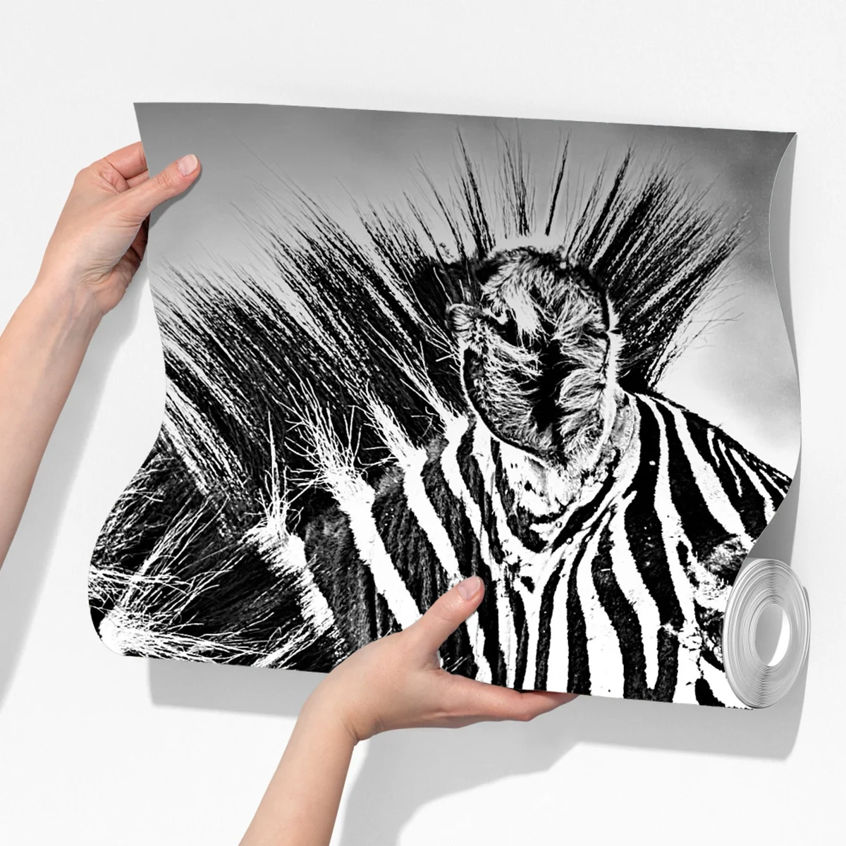 Fototapete intimes zebra-porträt in schwarzweiß Fototapete intimes zebra-porträt in schwarzweiß