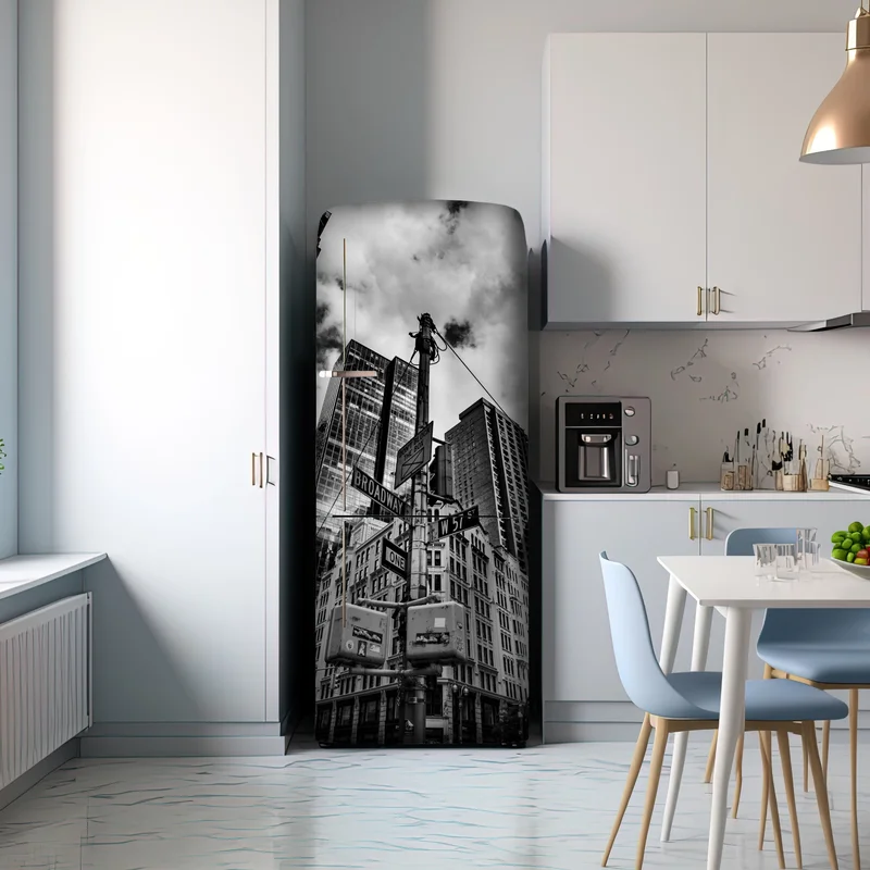 Kühlschrankaufkleber Broadway und W 57 St – städtische szene in schwarzweiß
