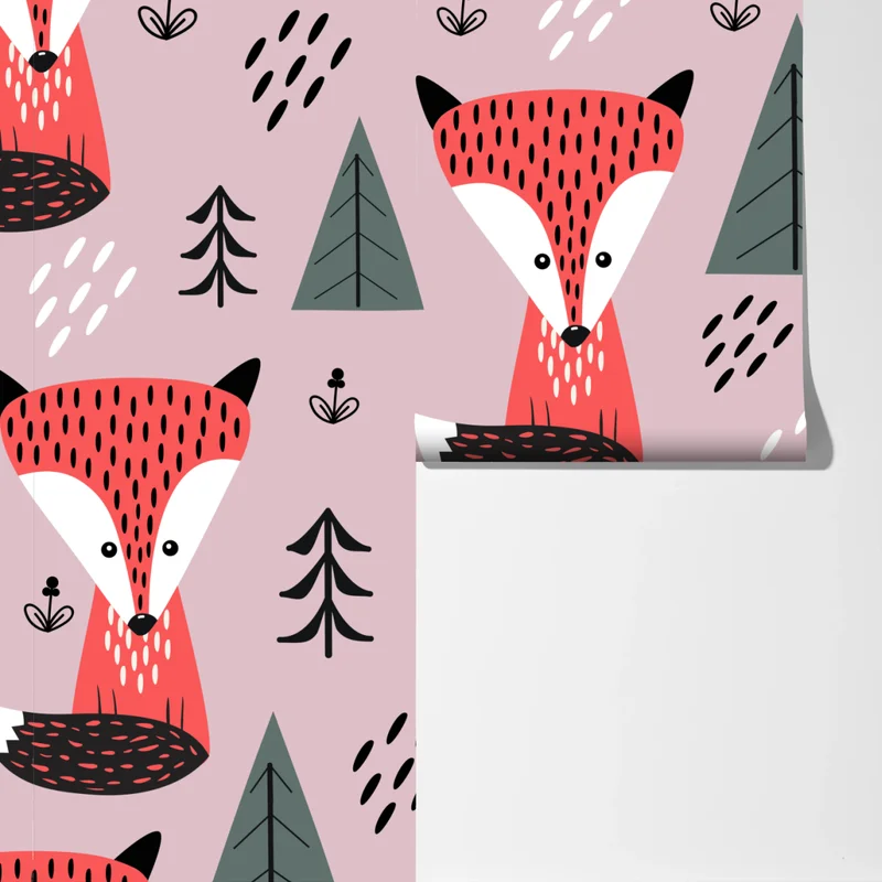 Fototapete verspieltes fuchswaldmuster Fototapete verspieltes fuchswaldmuster