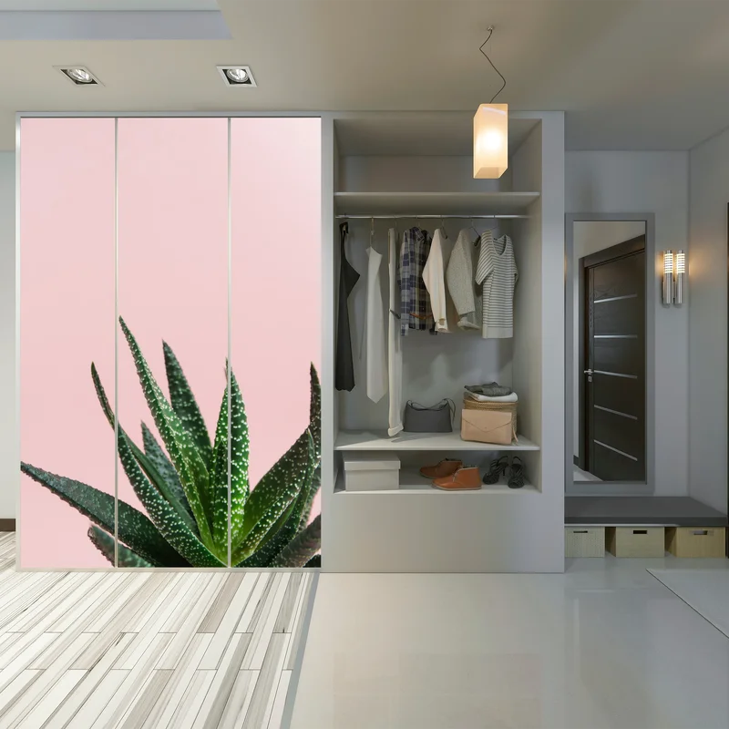 Schrankaufkleber grüner aloes auf rosa hintergrund