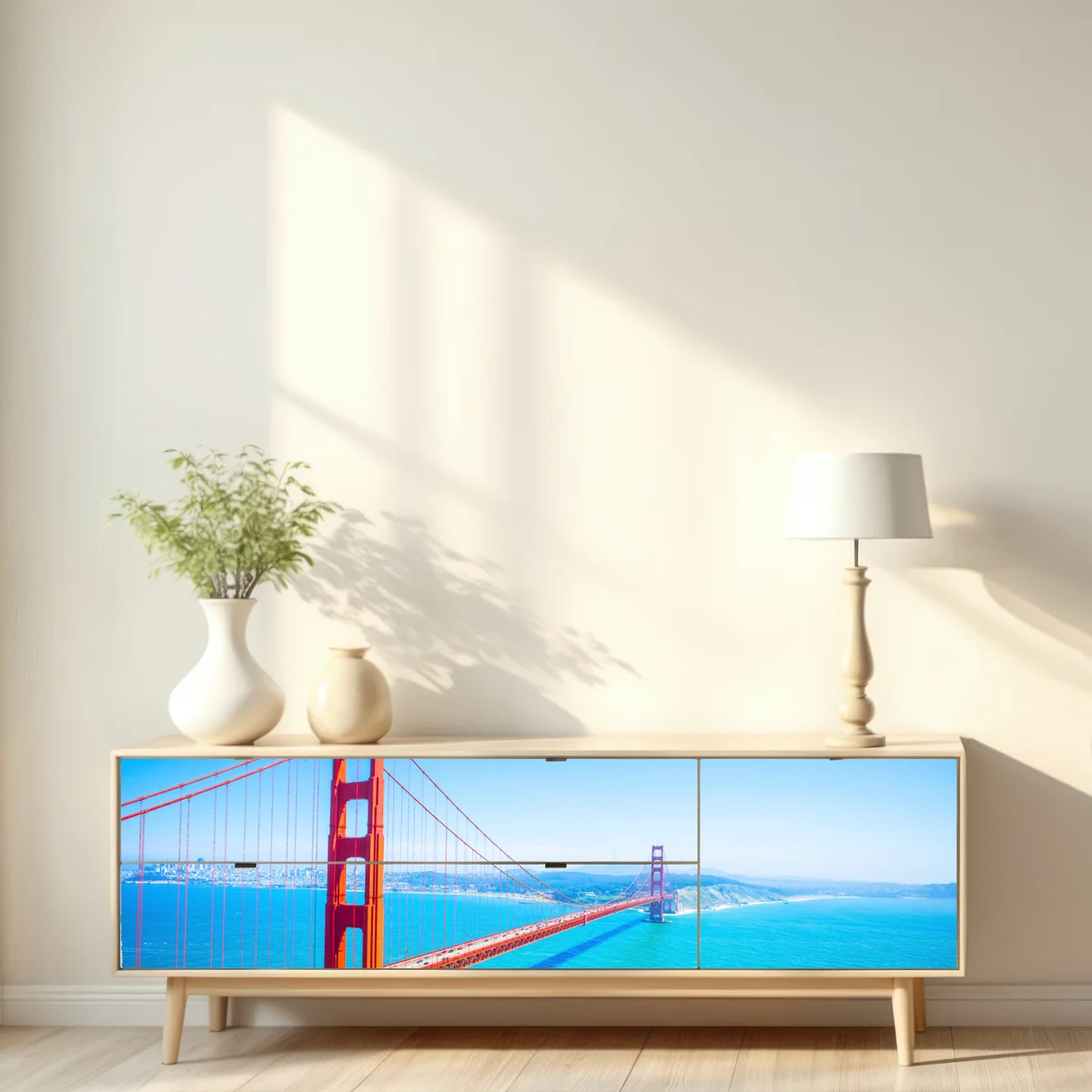 Repositionierbarer Aufkleber Golden Gate Bridge über der bucht von San Francisco Repositionierbarer Aufkleber Golden Gate Bridge über der bucht von San Francisco