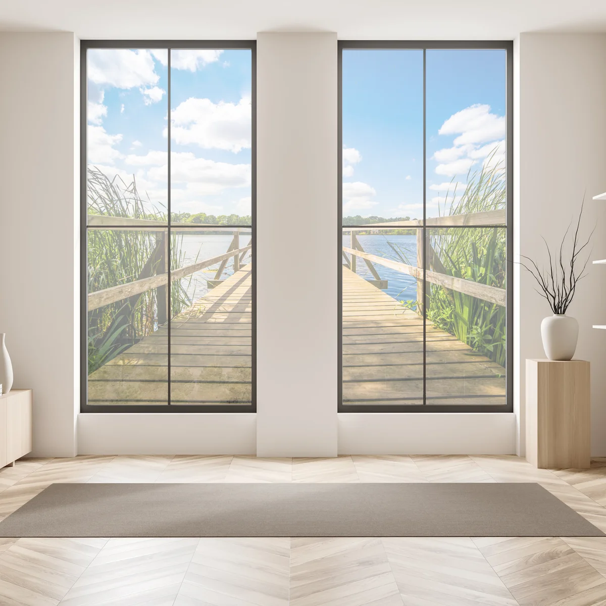 Naklejka na okno słoneczny pomost nad jeziorem Naklejka na okno słoneczny pomost nad jeziorem