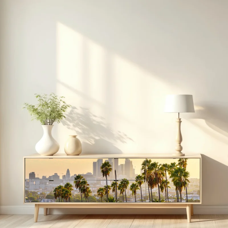 Repositionierbarer Aufkleber goldene Los Angeles skyline mit palmen Repositionierbarer Aufkleber goldene Los Angeles skyline mit palmen