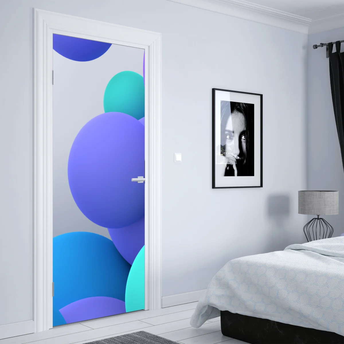 Türaufkleber bunte schwebende kugeln 3d abstrakt Türaufkleber bunte schwebende kugeln 3d abstrakt