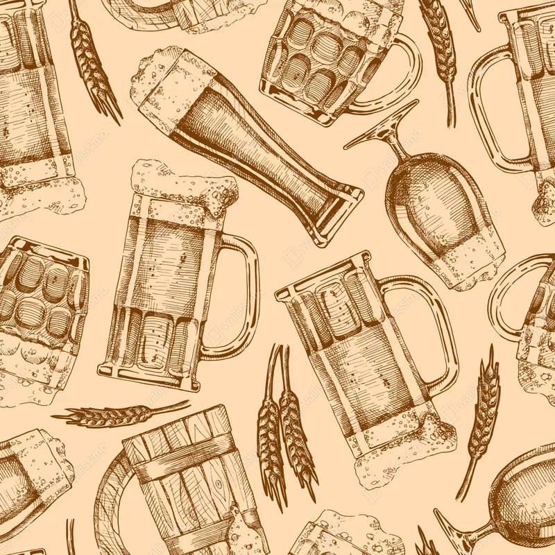 Kühlschrankaufkleber retro muster mit bierkrügen Kühlschrankaufkleber retro muster mit bierkrügen