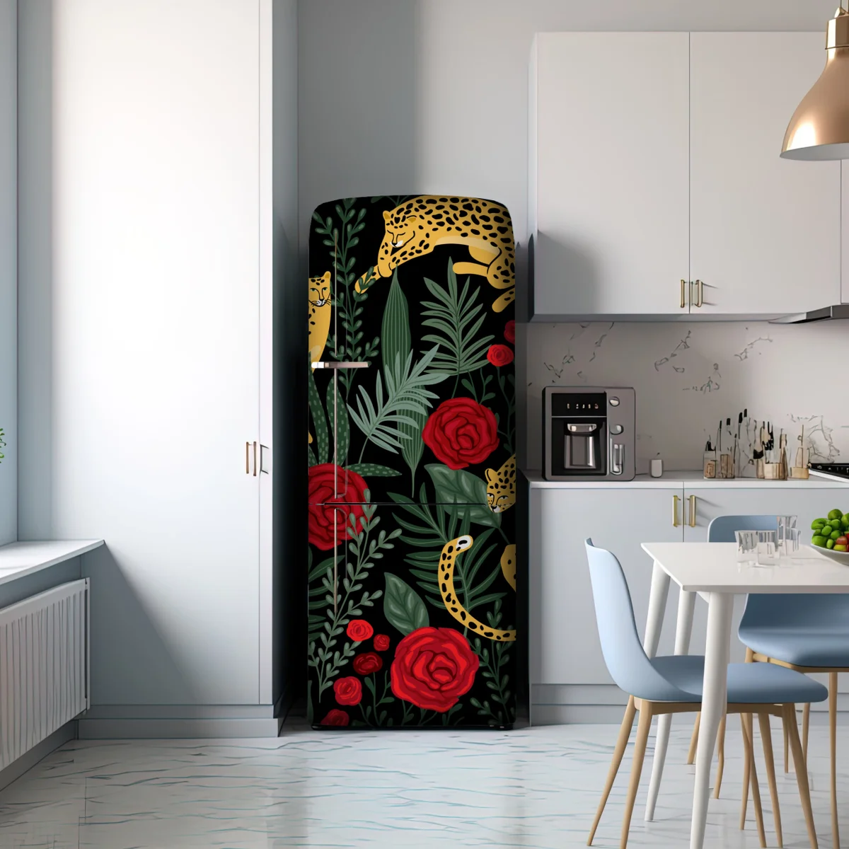 Kühlschrankaufkleber goldene geparden und rote rosen muster Kühlschrankaufkleber goldene geparden und rote rosen muster