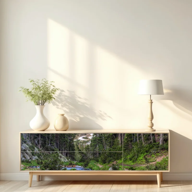 Repositionierbarer Aufkleber goldener gipfel über alpenbach Repositionierbarer Aufkleber goldener gipfel über alpenbach