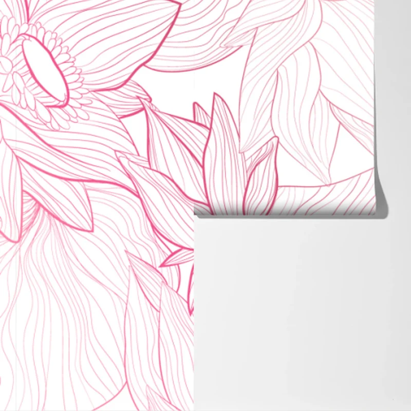 Fototapete zartes rosa blumenlinienmuster Fototapete zartes rosa blumenlinienmuster