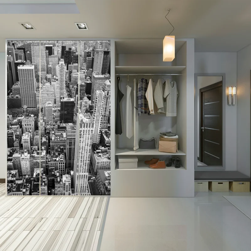 Schrankaufkleber schwarzweiße stadtsilhouette