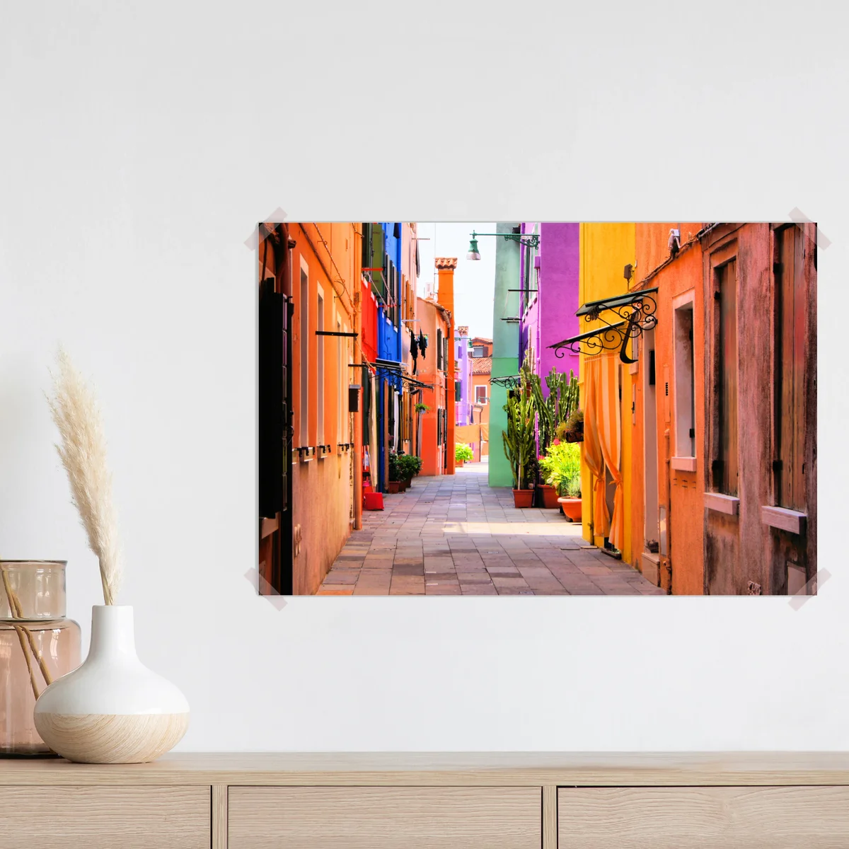 Poster bunte mediterrane gasse Poster bunte mediterrane gasse