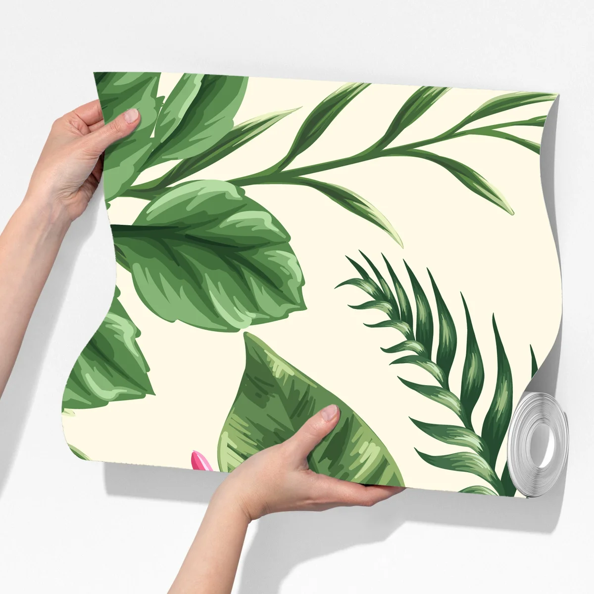 Fototapeta tropikalny wzór z różowym hibiskusem Fototapeta tropikalny wzór z różowym hibiskusem