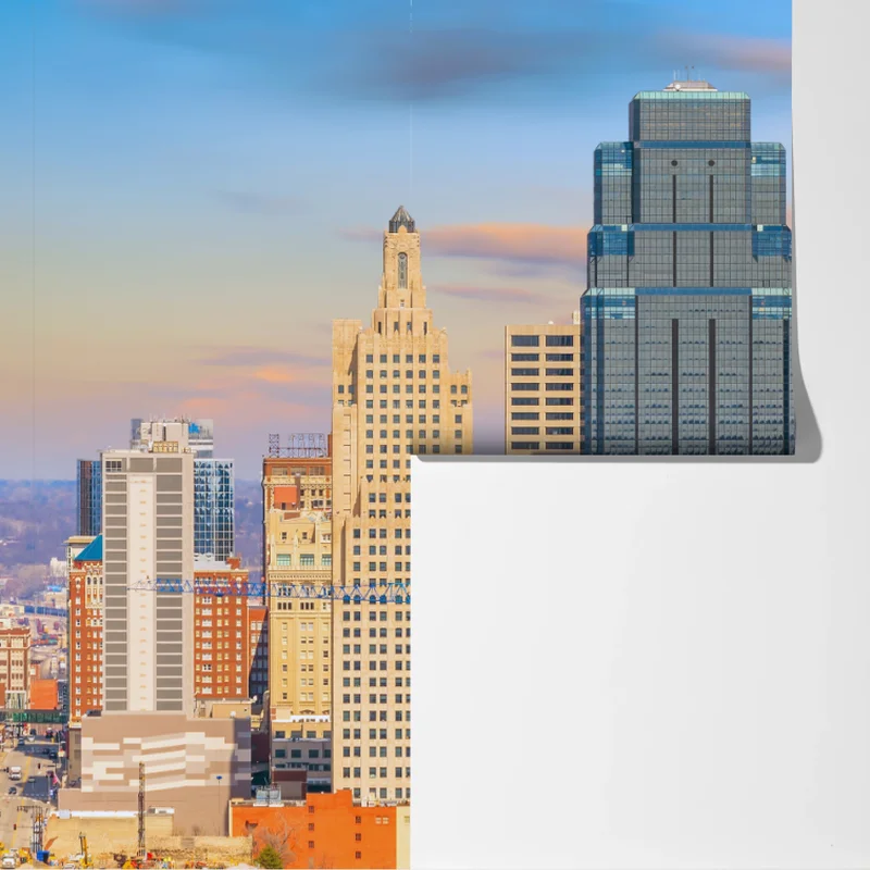 Fototapete Kansas City skyline bei sonnenuntergang Fototapete Kansas City skyline bei sonnenuntergang