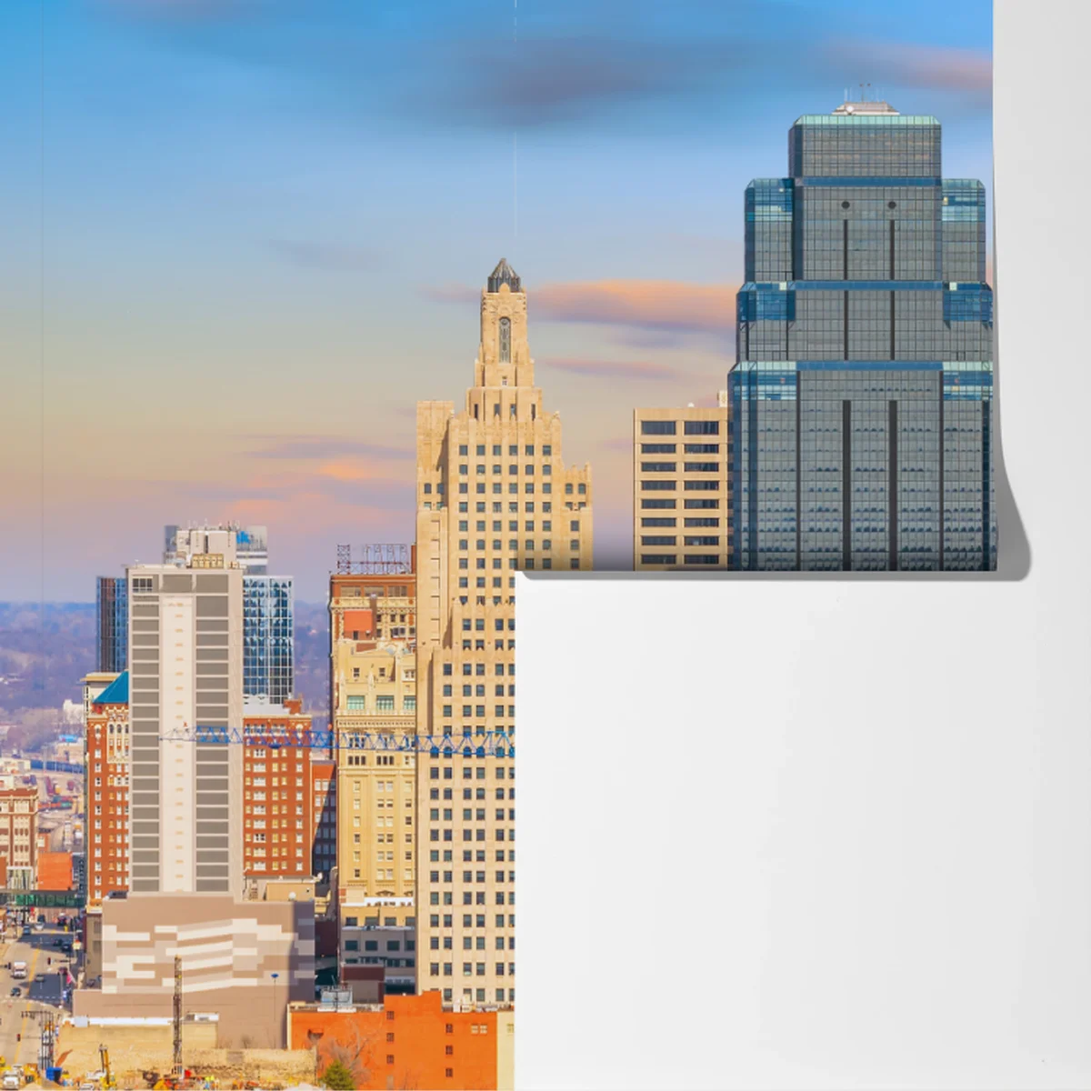 Fototapete Kansas City skyline bei sonnenuntergang Fototapete Kansas City skyline bei sonnenuntergang