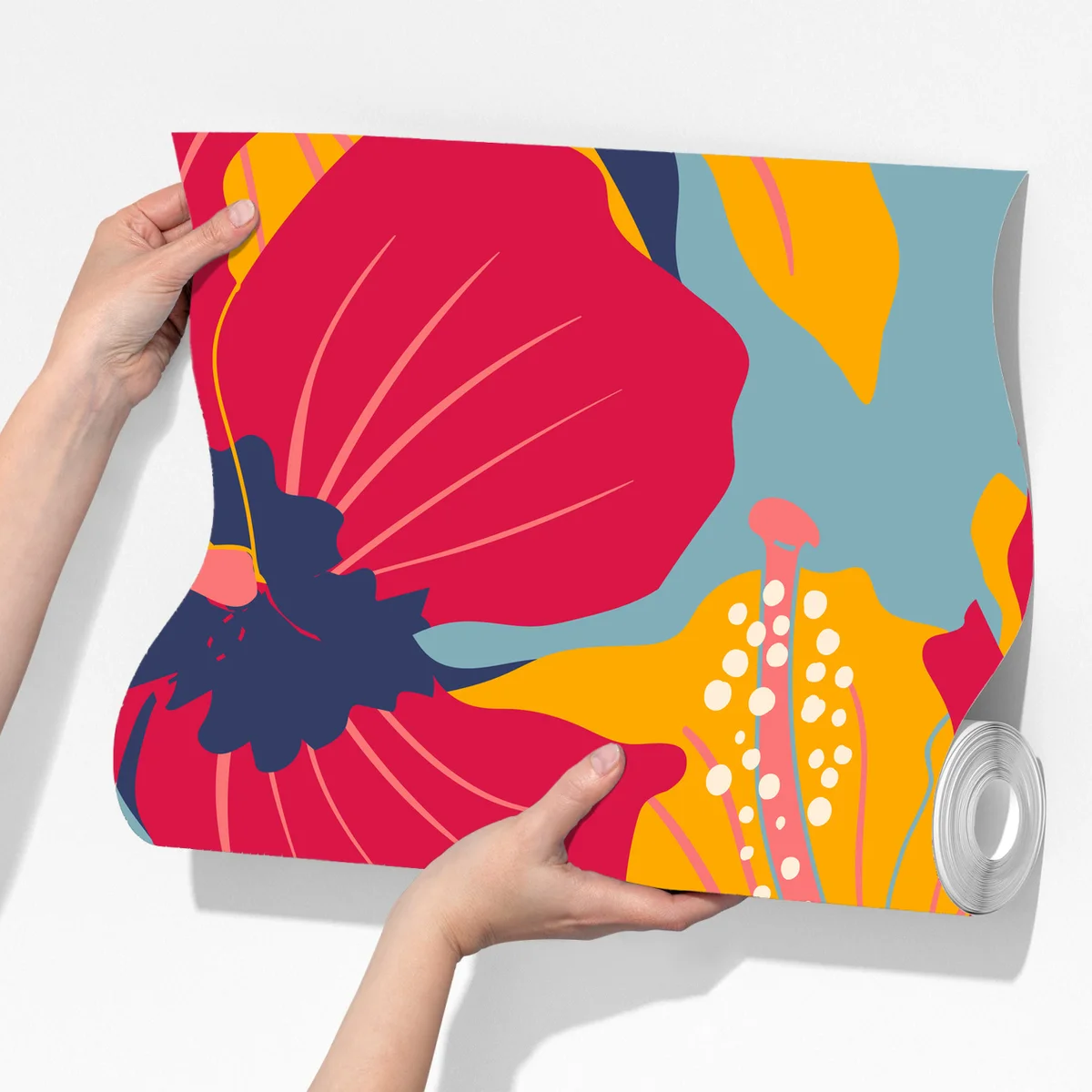 Fototapeta żywy wzór hibiskusa w stylu retro Fototapeta żywy wzór hibiskusa w stylu retro