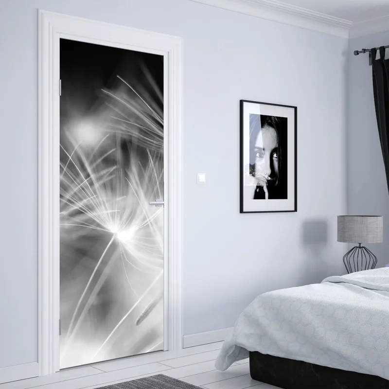 Türaufkleber zarte löwenzahnsamen in monochrom Türaufkleber zarte löwenzahnsamen in monochrom