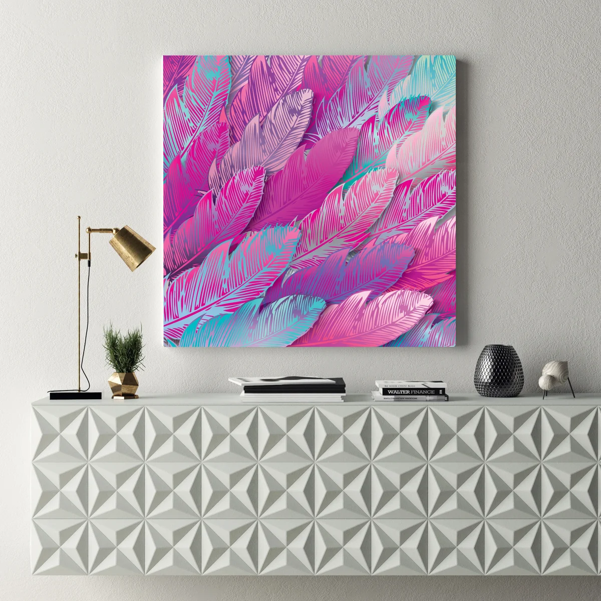 Leinwandbild irisierendes rosa federmuster Leinwandbild irisierendes rosa federmuster