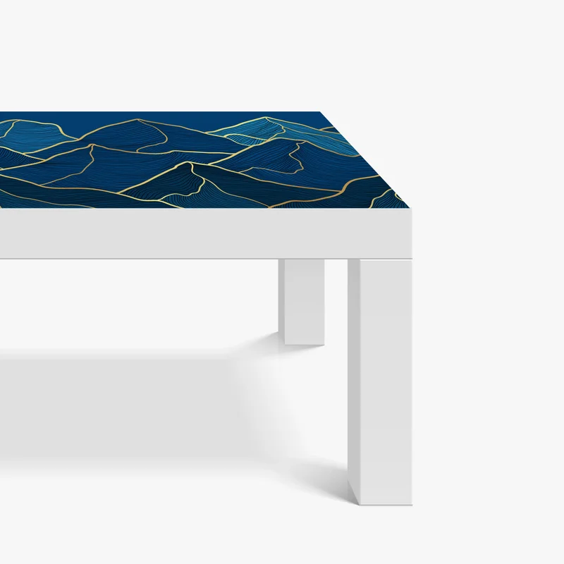 Tischaufkleber und Schreibtischaufkleber goldene linien berglandschaft auf dunkelblauem hintergrund
