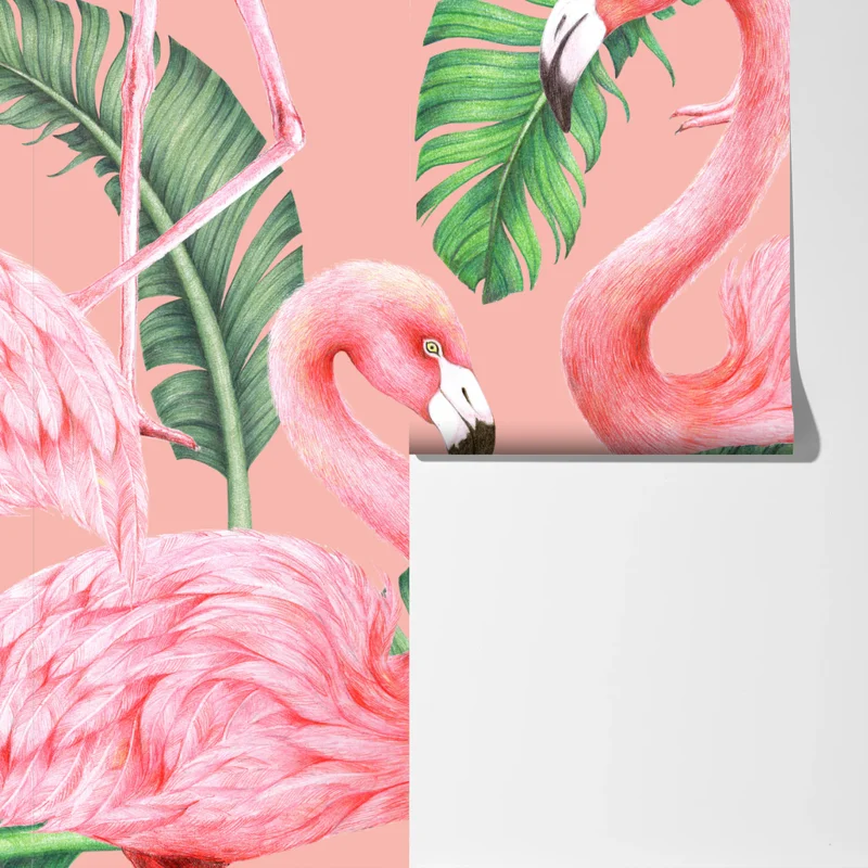 Fototapete rosa flamingo muster mit tropischen blättern Fototapete rosa flamingo muster mit tropischen blättern